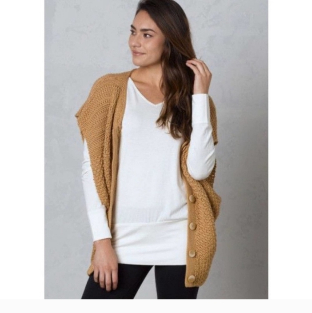 Prana Tan Button-Up Cardigan Sweater - Picture 3 of 3